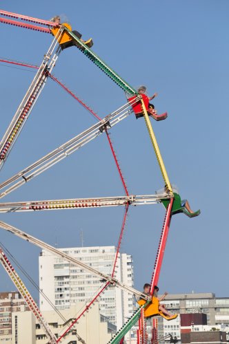 Large brightly coloured Ferris wheel