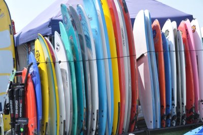 Colourful surf boards