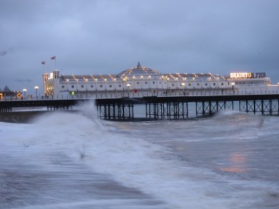 Rough stormy seas by Brighton Palace Pier