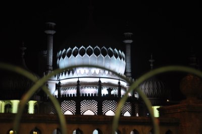 Brighton Royal Pavilio roof lit up at night